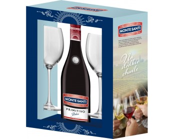 MONTE SANTI Dolce Primitivo & kieliszki