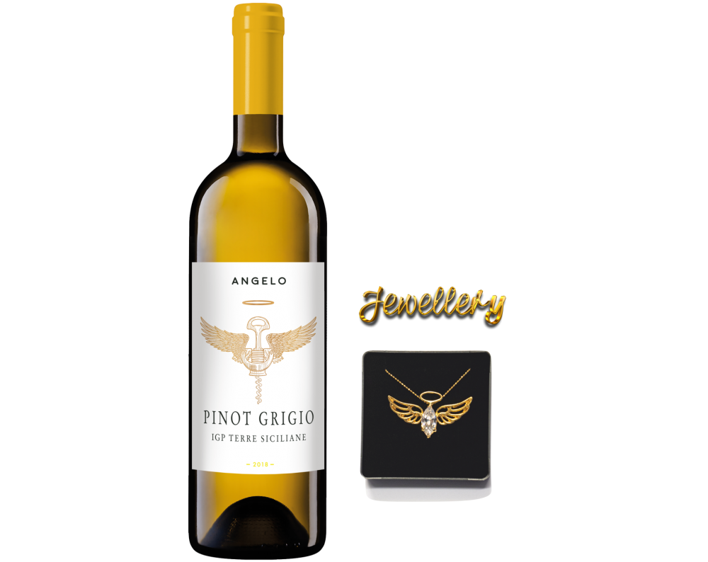 JEWELLERY & ANGELO: Pinot Grigio+ naszyjnik pozłacany