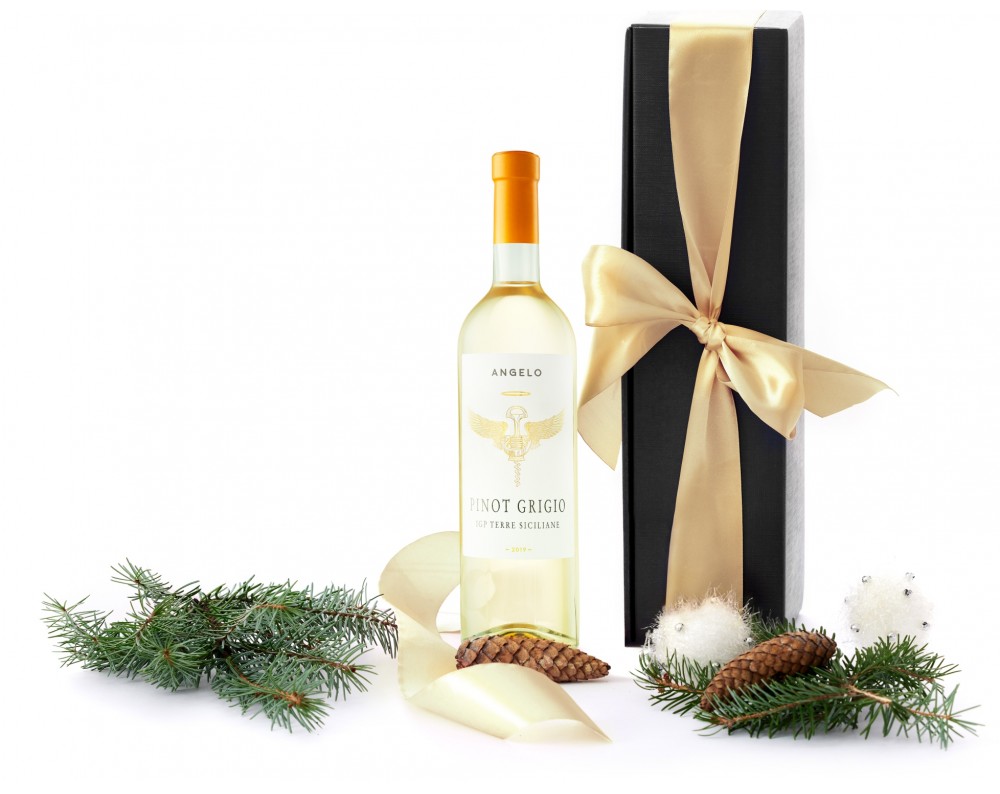 ANGELO Pinot Grigio & box z atłasową wstążką