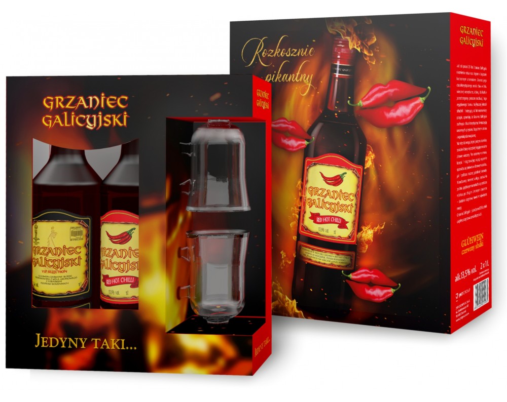 GRZANIEC GALICYJSKI Klasyczny & Chilli & 2 szklanki