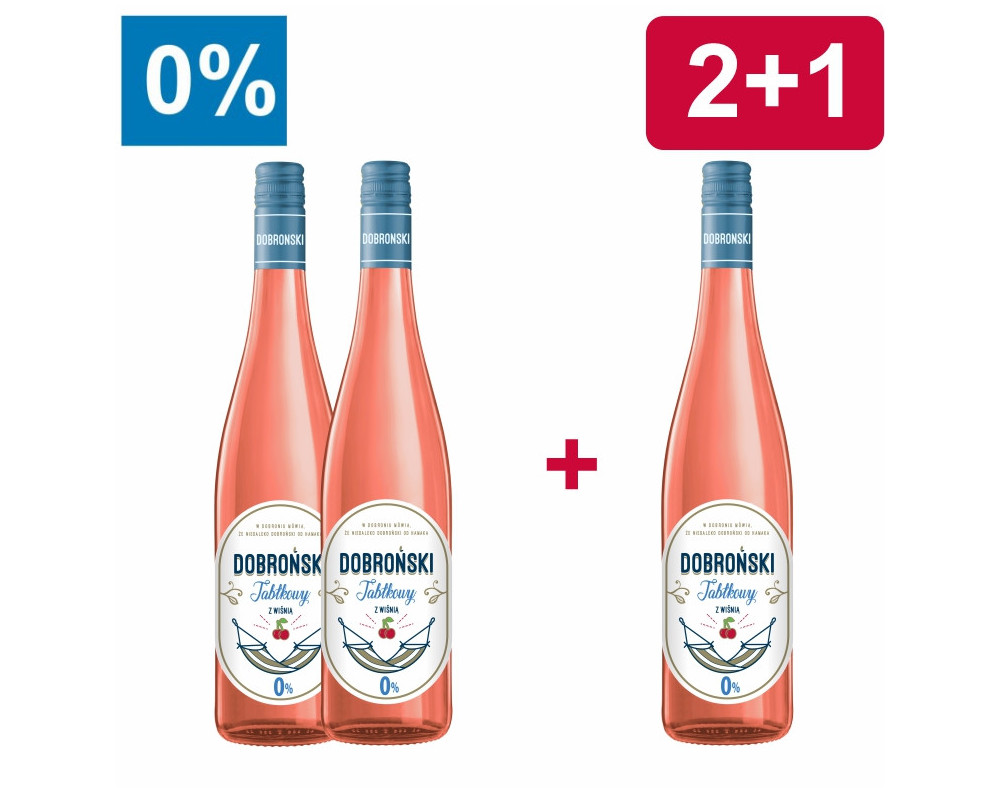 2+1 DOBROŃSKI JABŁKOWY WIŚNIA 0% (bezalkoholowe)